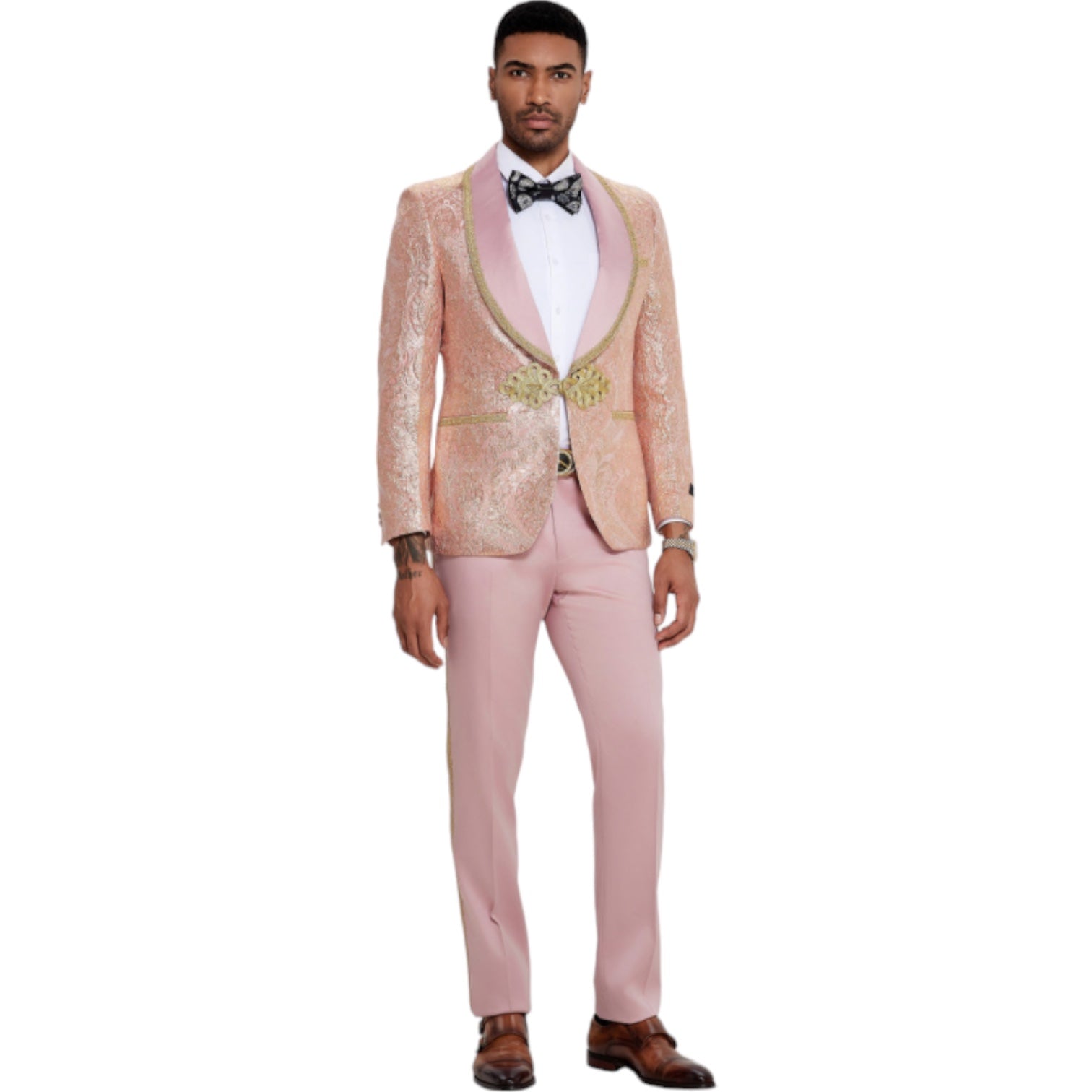 TAZZIO: Textured 3pc Skinny Fit Suit M413SK-02